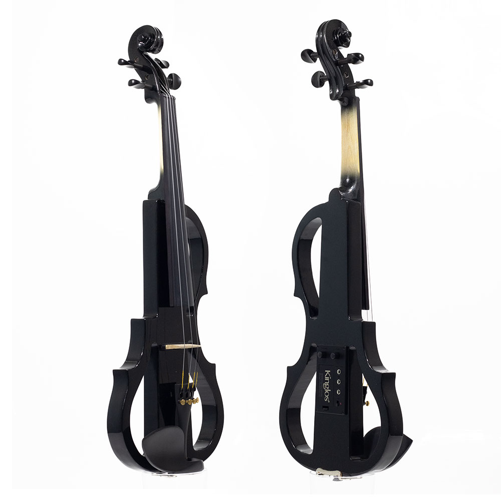 Violino Elétrico Preto Metálico Madeira Poplar Kinglos 4/4 - Imagem 2
