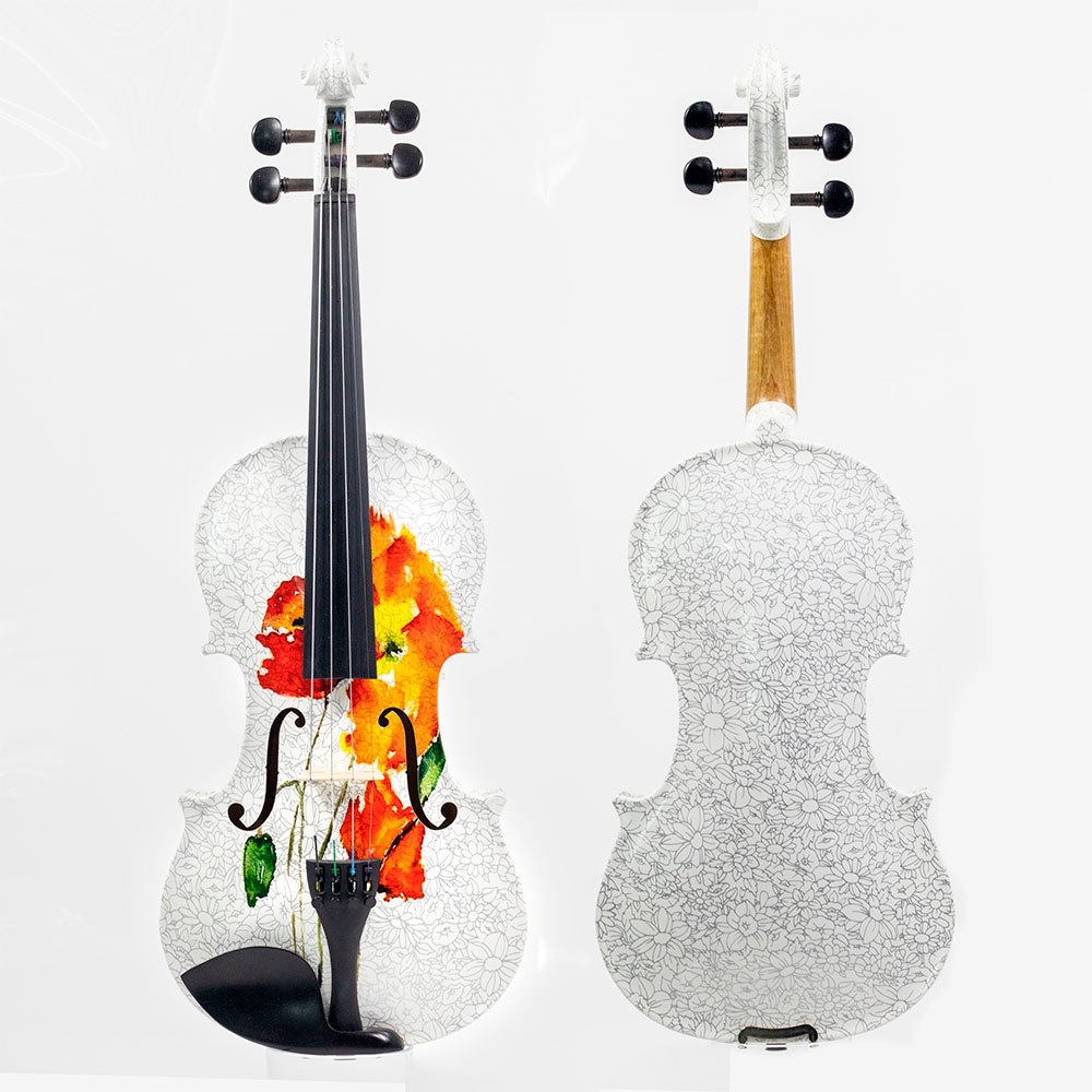 Violino Acústico Floral Branco Kinglos 4/4