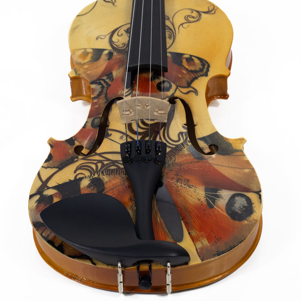 Violino Acústico Iniciante Borboleta Laranja Kinglos 4/4 - Imagem 5