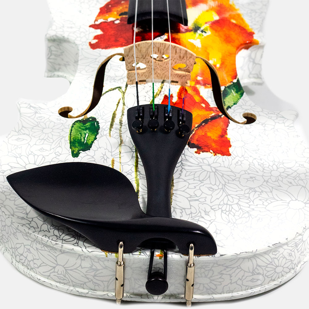 Violino Acústico Floral Branco Kinglos 4/4 - Imagem 3
