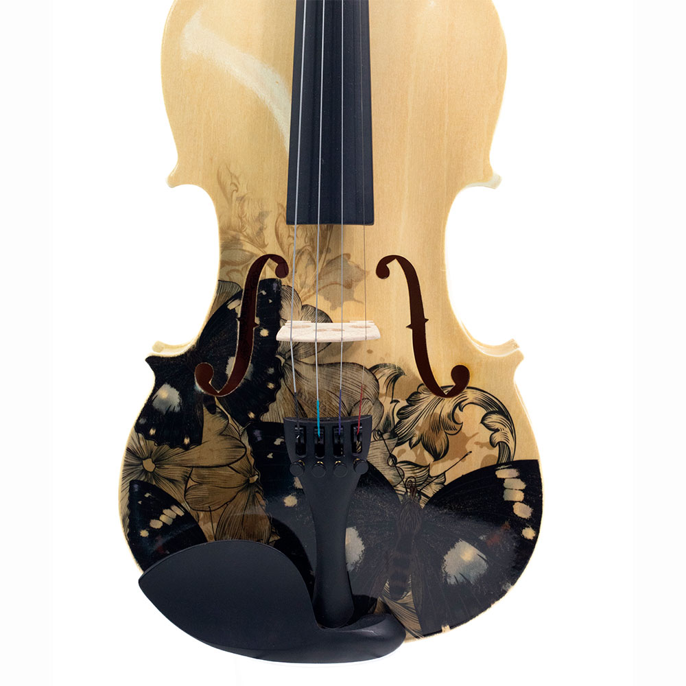 Violino Acústico Iniciante Borboleta Preta Kinglos 4/4 - Imagem 3