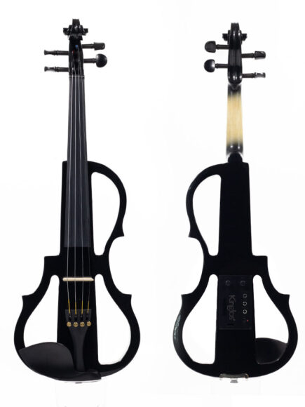 Violino Elétrico Preto Metálico Madeira Poplar Kinglos 4/4