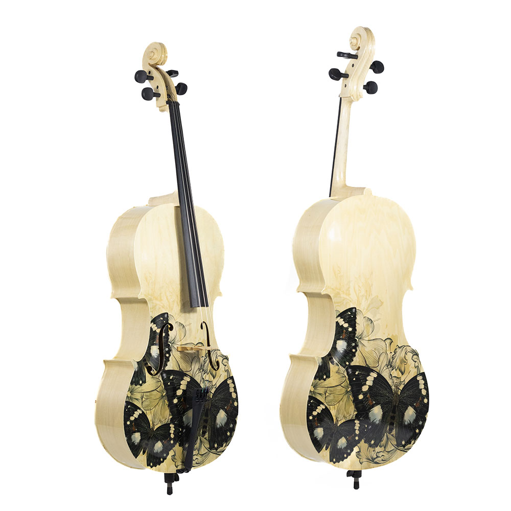 Violoncelo 4/4 Acústico Kinglos Borboleta Preta - Imagem 2