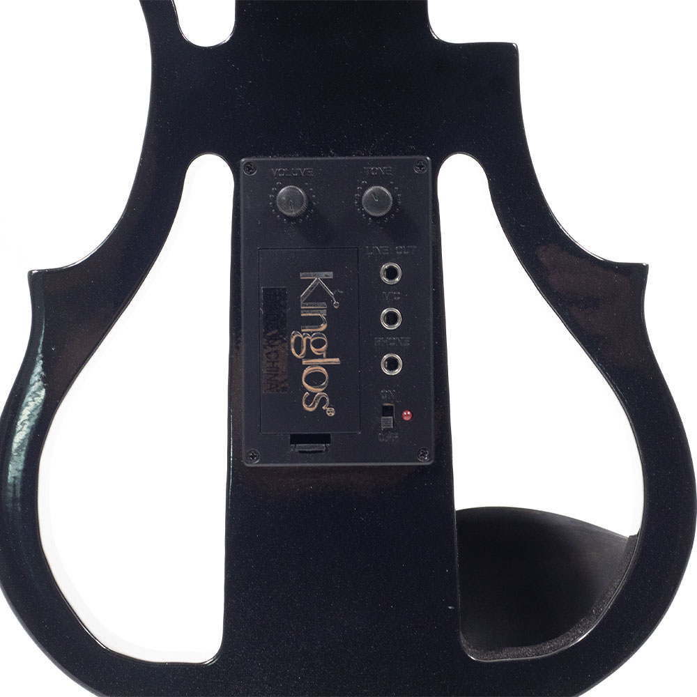 Violino Elétrico Preto Metálico Madeira Poplar Kinglos 4/4 - Imagem 3