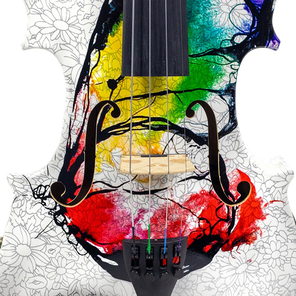 Violino Acústico e Elétrico Floral Branco Kinglos 4/4 - Imagem 3