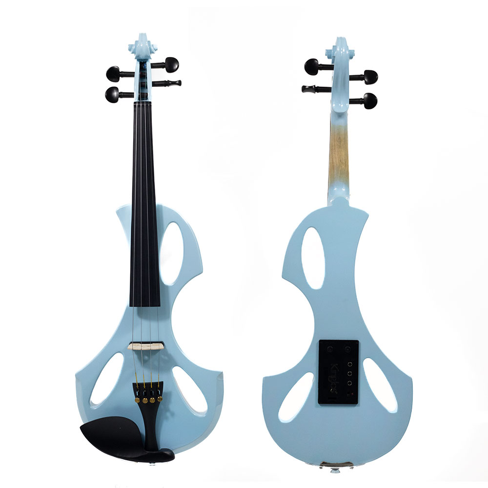 Violino Elétrico 4/4 Azul Bb Kinglos Madeira Maciça Poplar