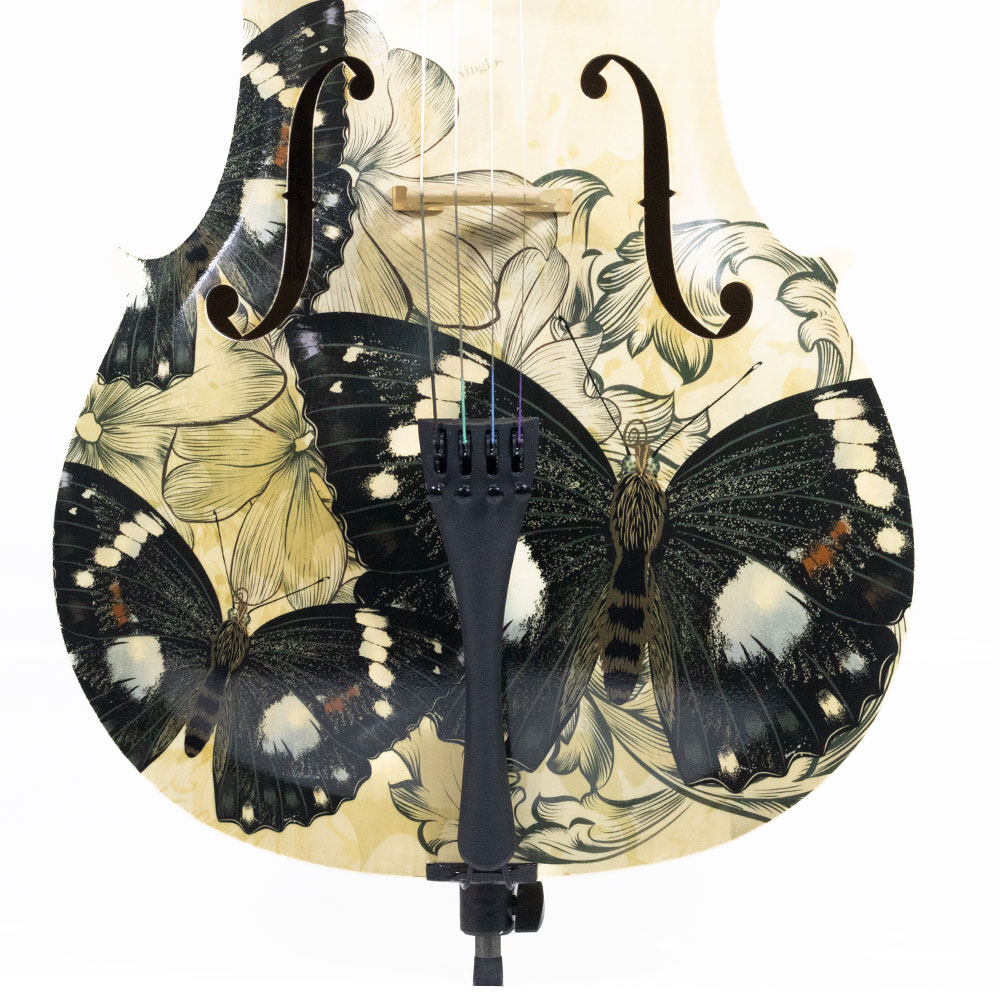 Violoncelo 4/4 Acústico Kinglos Borboleta Preta - Imagem 4