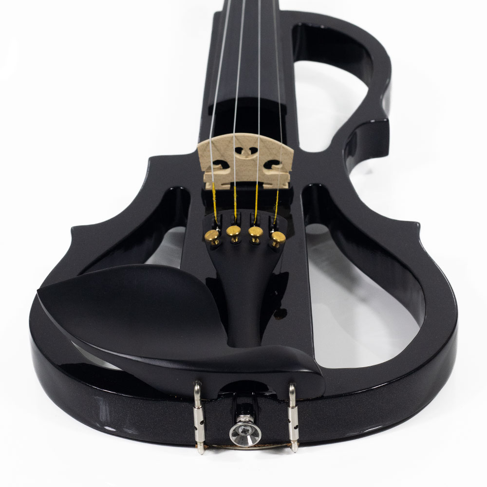 Violino Elétrico Preto Metálico Madeira Poplar Kinglos 4/4 - Imagem 5
