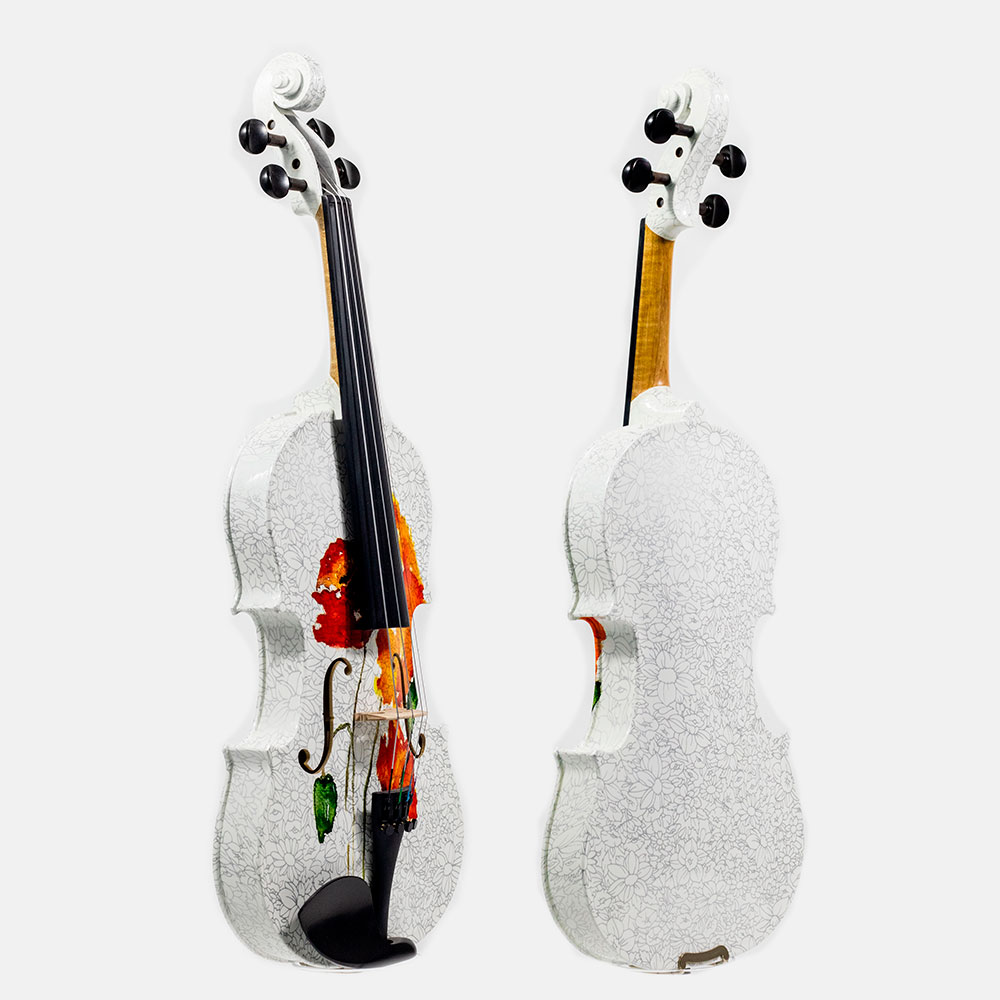 Violino Acústico Floral Branco Kinglos 4/4 - Imagem 2