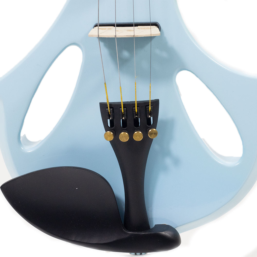 Violino Elétrico 4/4 Azul Bb Kinglos Madeira Maciça Poplar - Imagem 3
