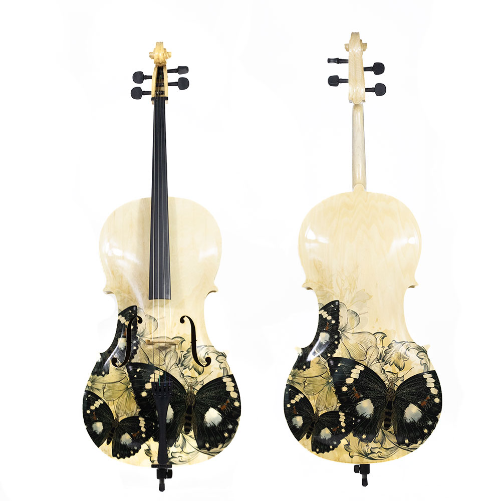 Violoncelo 4/4 Acústico Kinglos Borboleta Preta