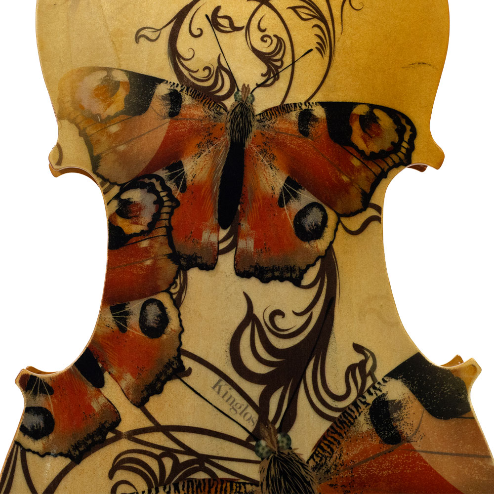 Violino Acústico Iniciante Borboleta Laranja Kinglos 4/4 - Imagem 4