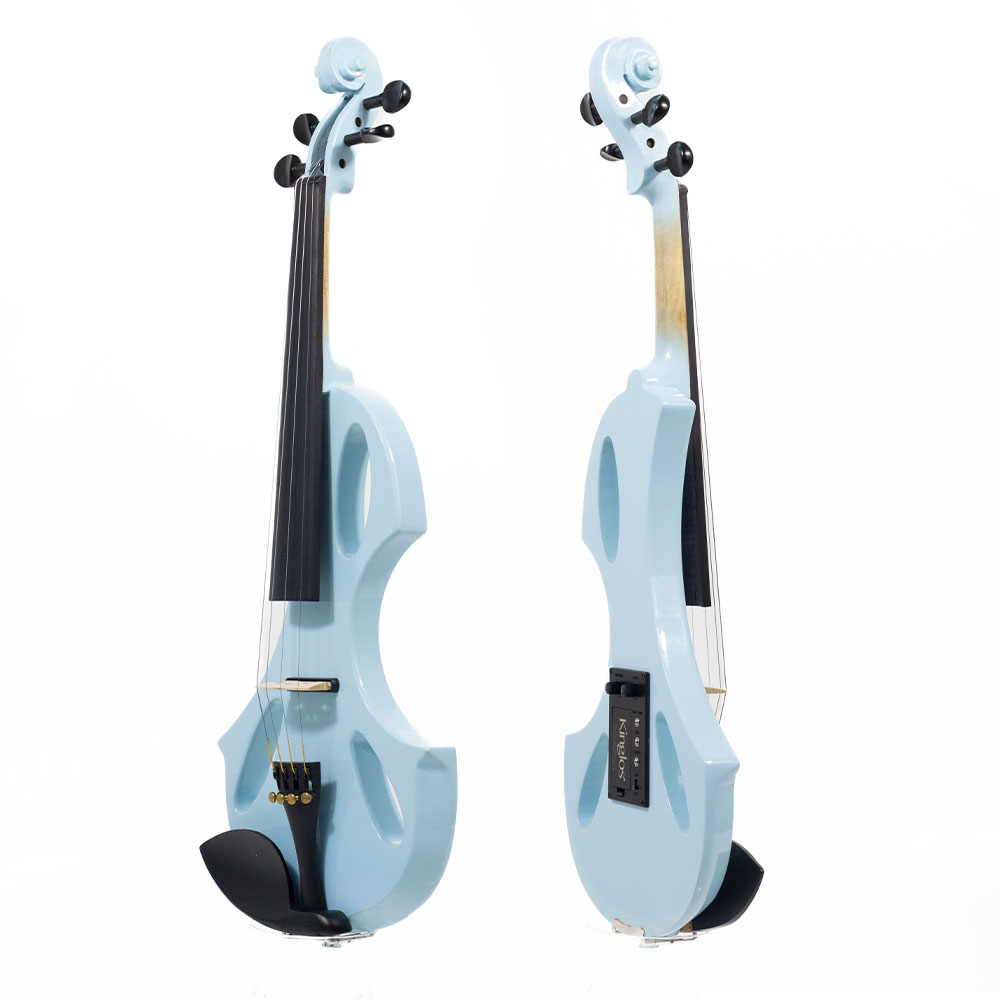 Violino Elétrico 4/4 Azul Bb Kinglos Madeira Maciça Poplar - Imagem 2